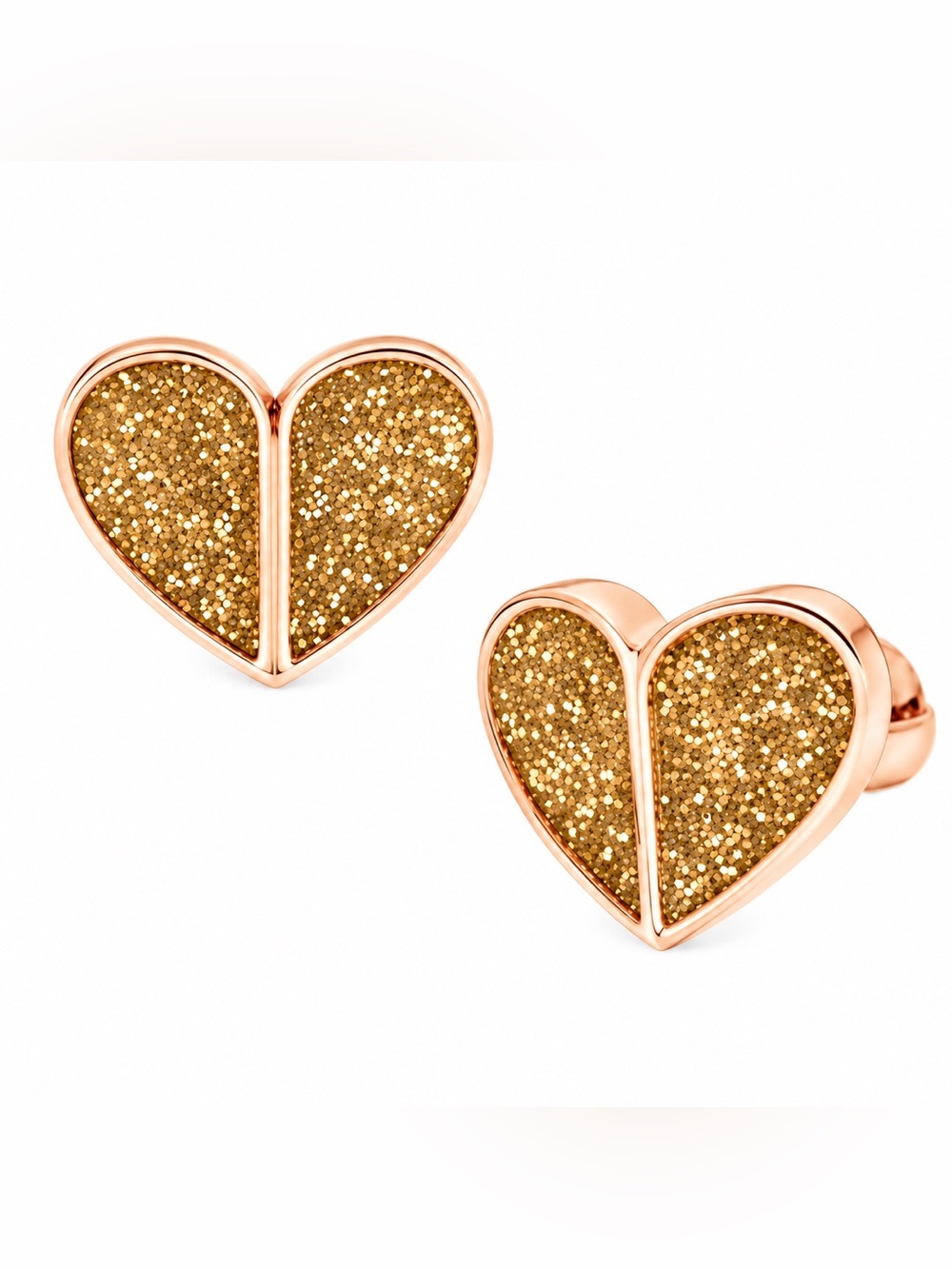 KATE SPADE Gold Glitter Heritage Heart Stud Earrings.
